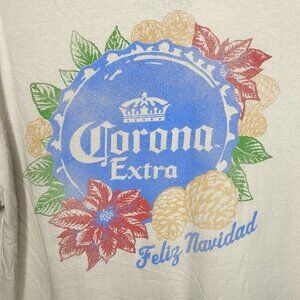 Corona Extra Logo T-Shirt Feliz Navidad Tan Sz. M